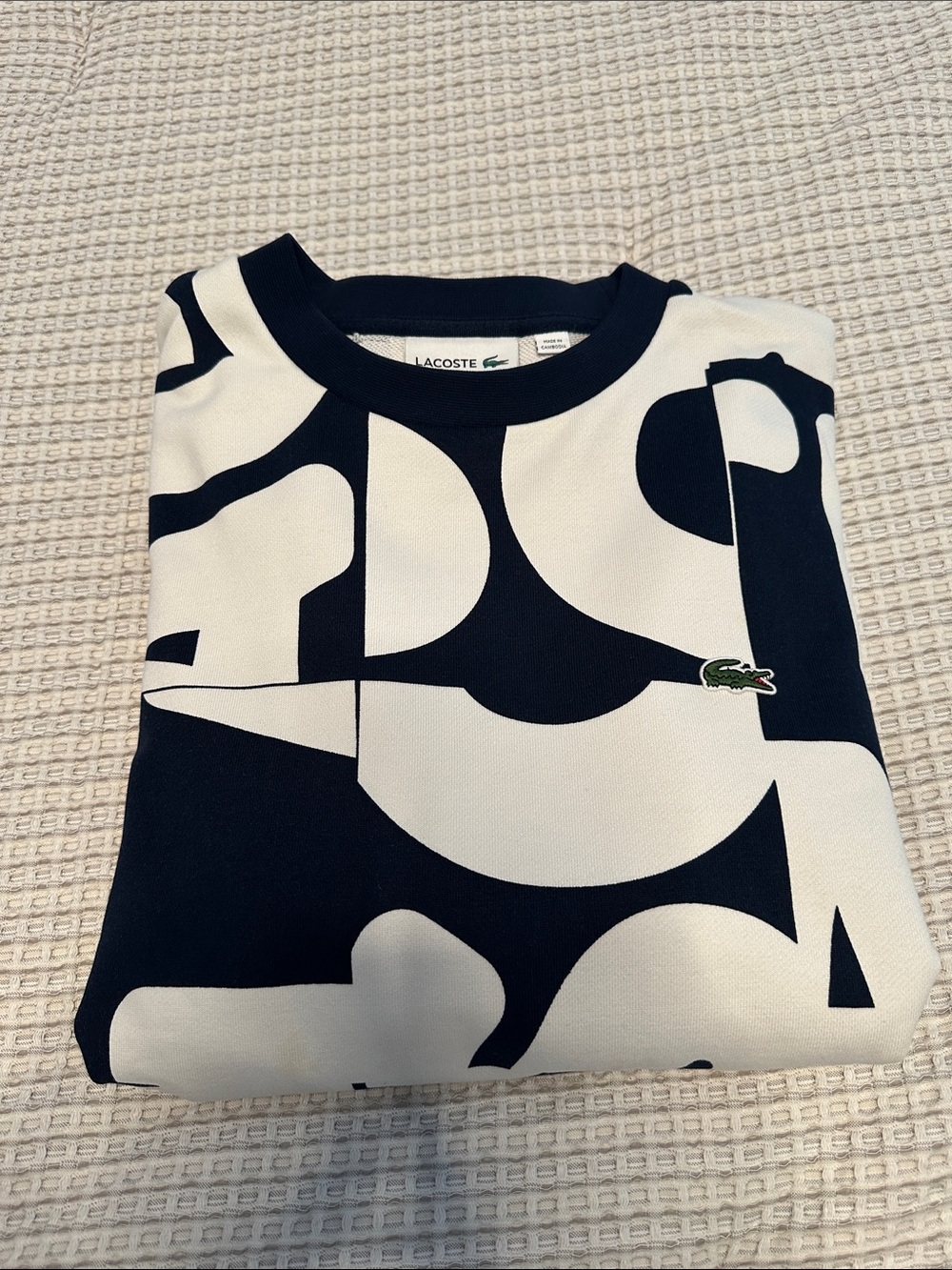 Lacoste Navy and White Abstract Graphic Crewneck Sweatshirt - Picture 6 of 6